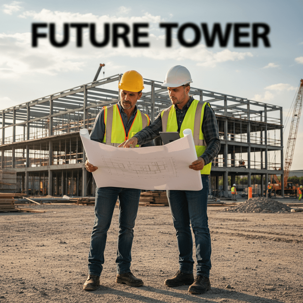 Reviewing blueprints on a job site